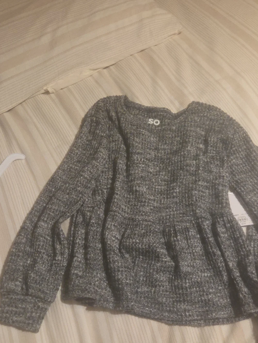 SO Gray Peplum Knit Sweater